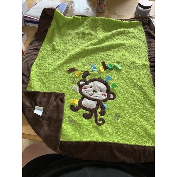 Mary Meyer Taggies Monkey Baby Lovey Green Brown Security Blanket NURSERY - Picture 1 of 7